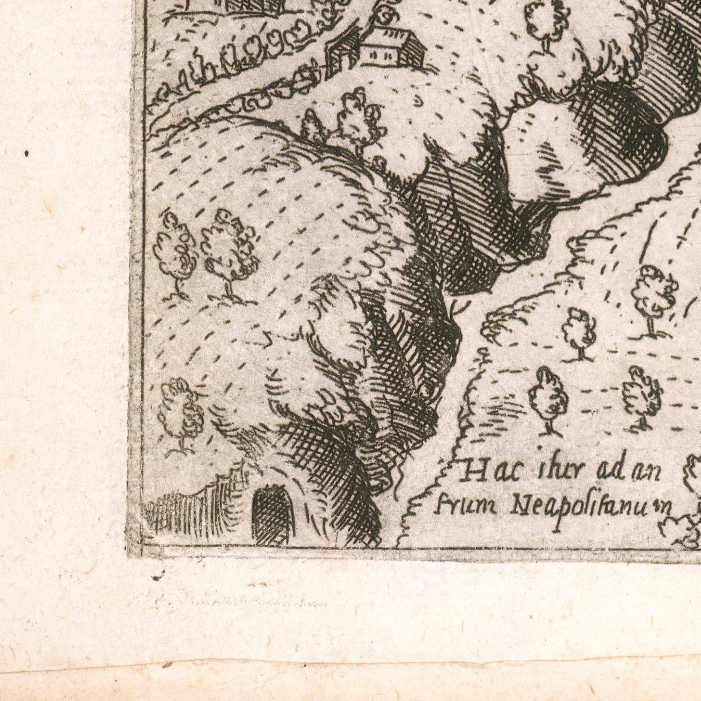 Vintage map detail with topography and text on a beige background