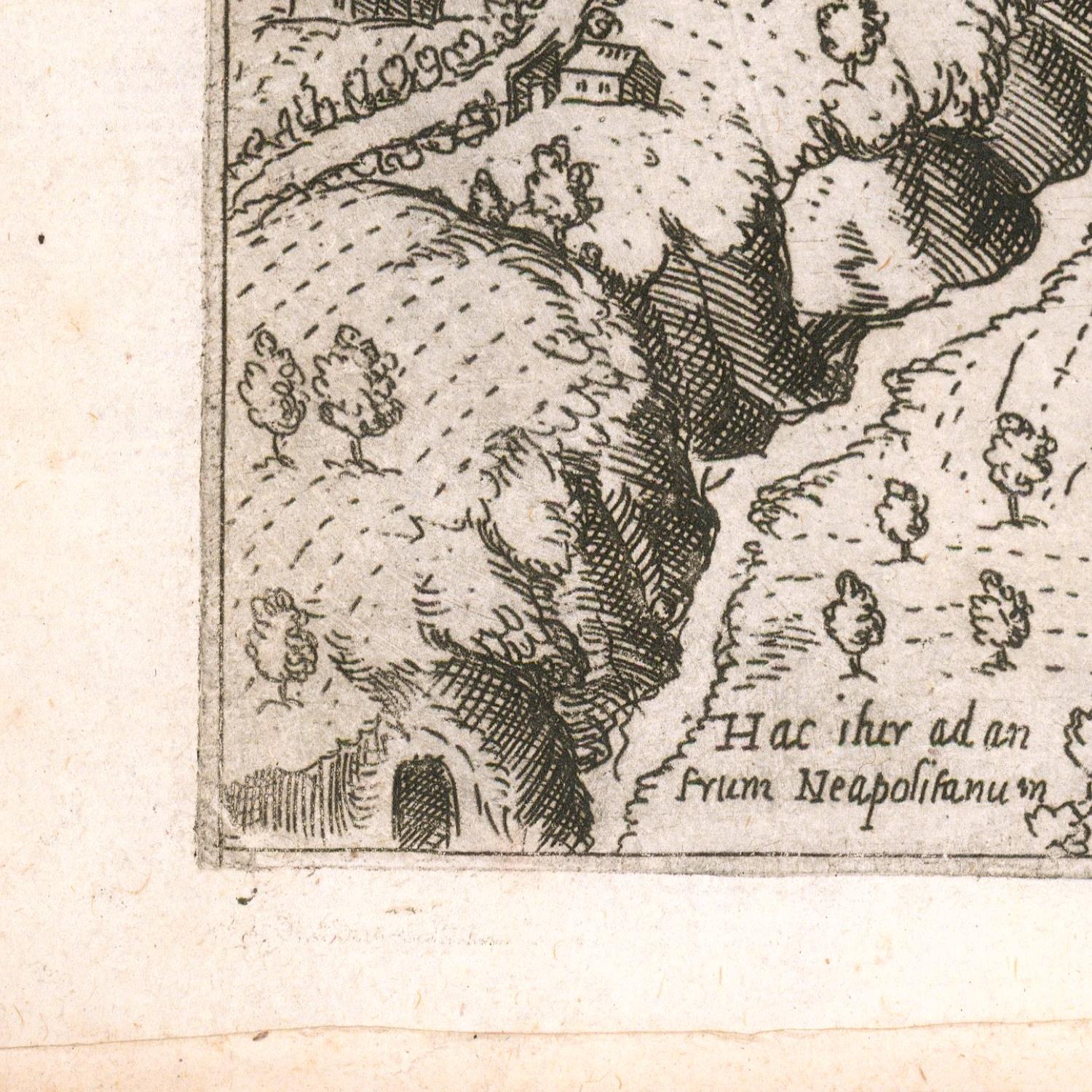 Vintage map detail with topography and text on a beige background