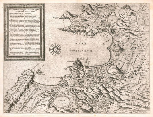 Vintage map of a coastal area with text and symbols