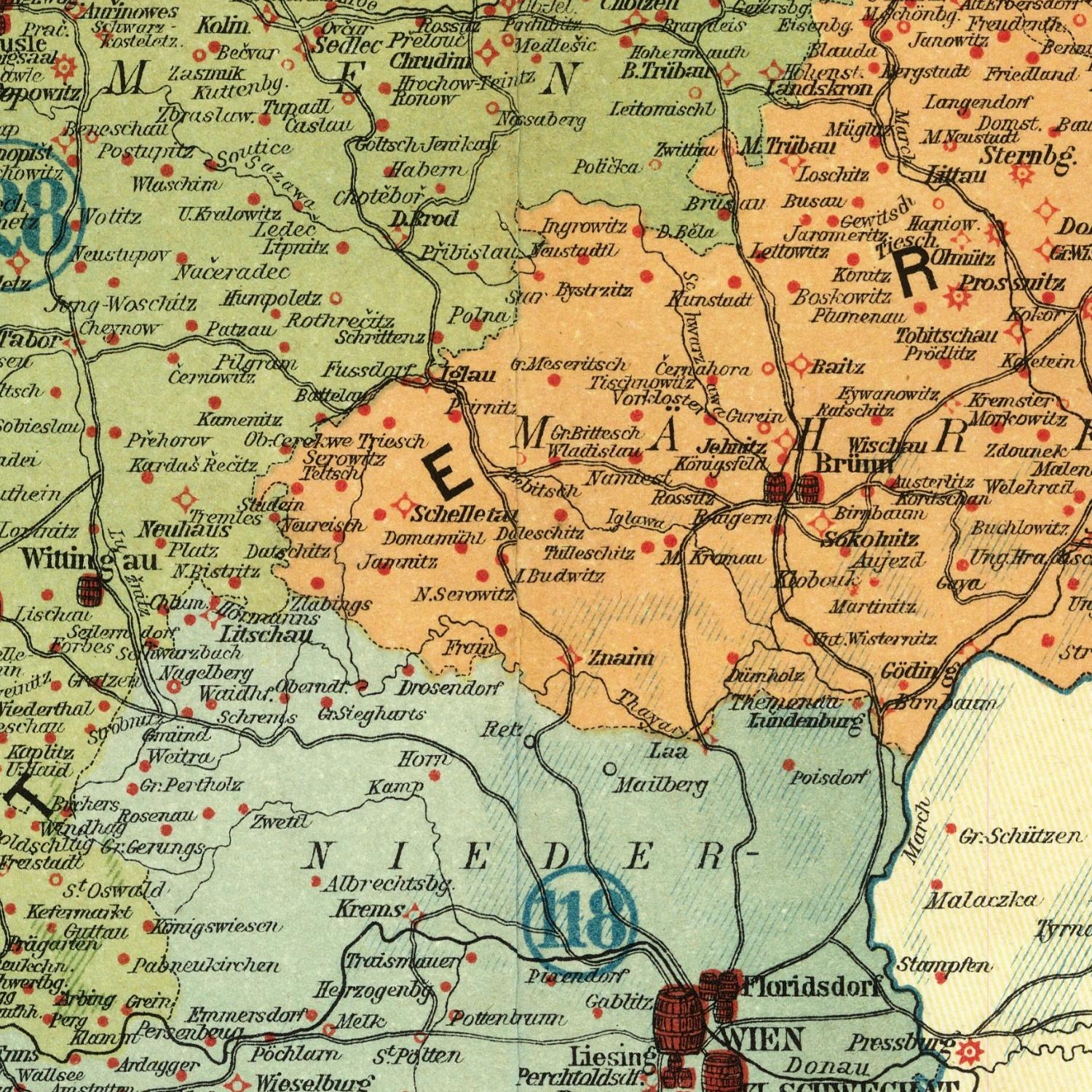 detail of the map from the centre 
