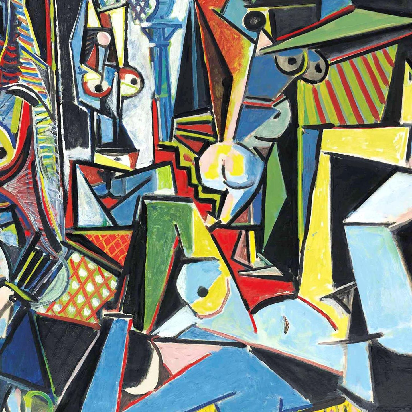 Abstract artwork with geometric shapes and vibrant colors