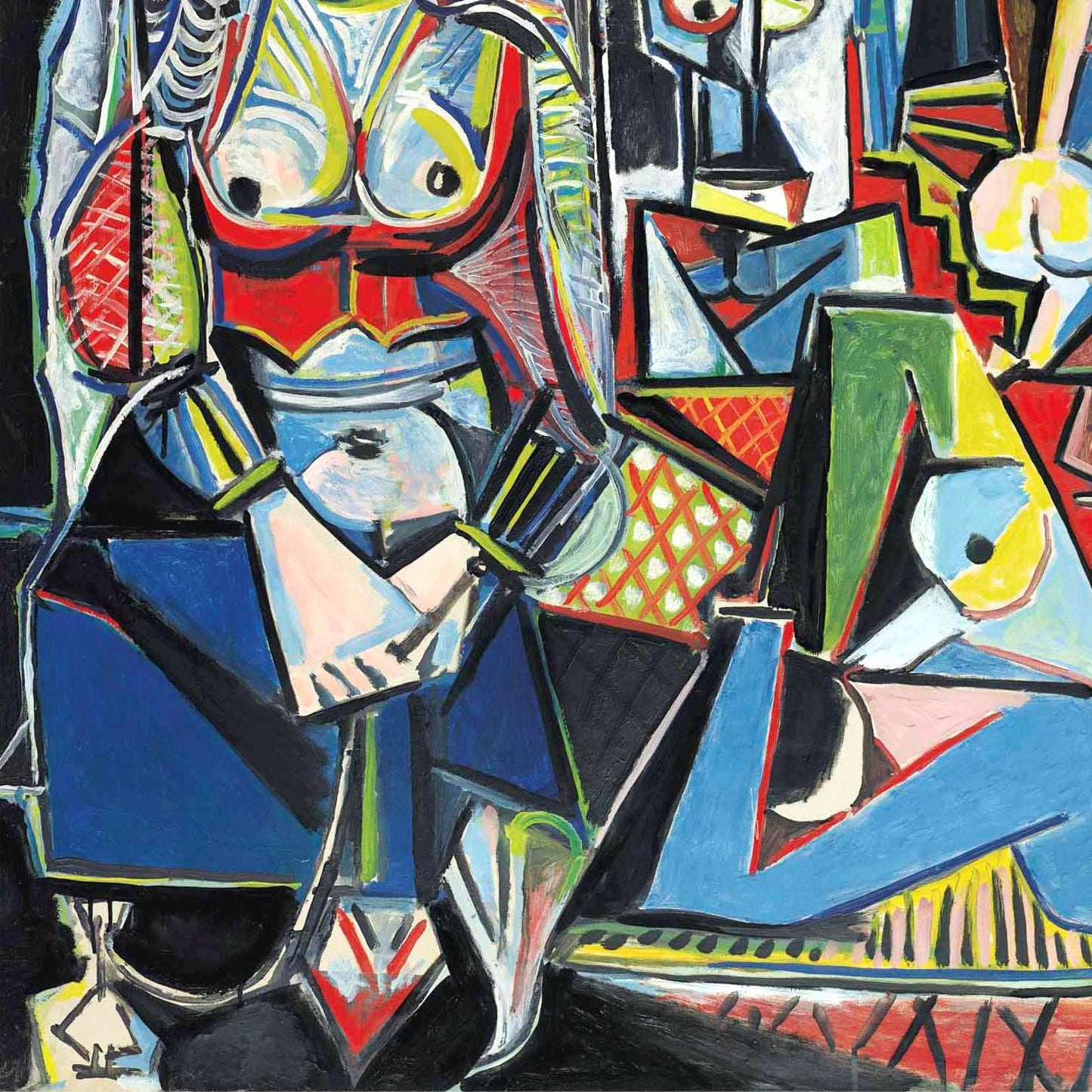 Abstract artwork with geometric shapes and vibrant colors