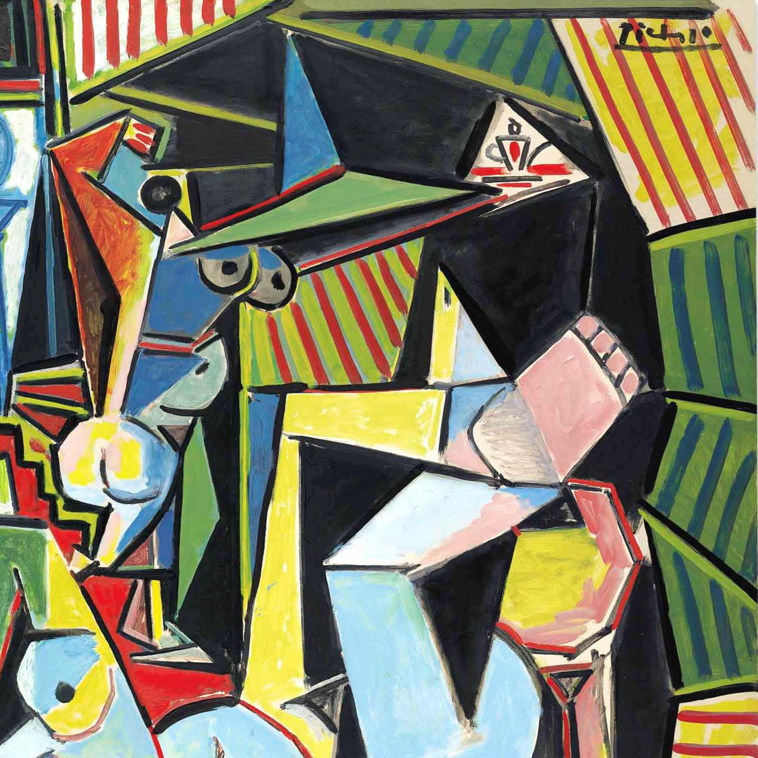 Abstract artwork with geometric shapes and bold colors