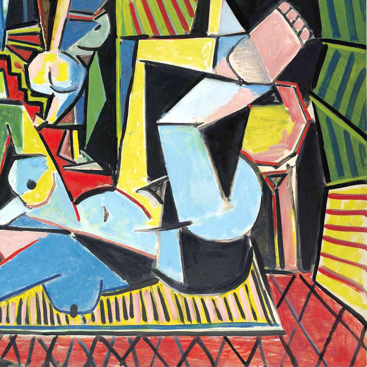 Abstract artwork with geometric shapes and bold colors