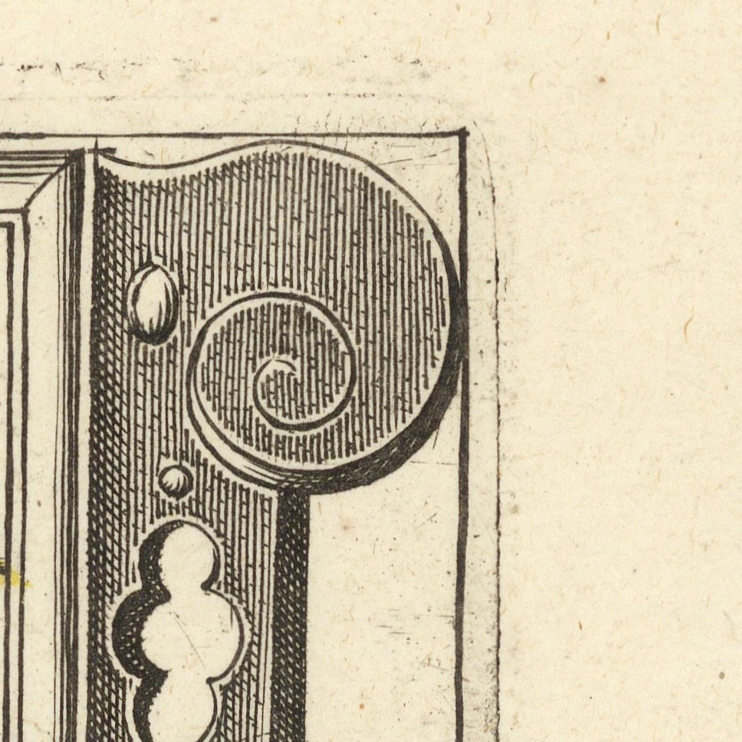 Decorative letter 'I' with intricate patterns on a beige background