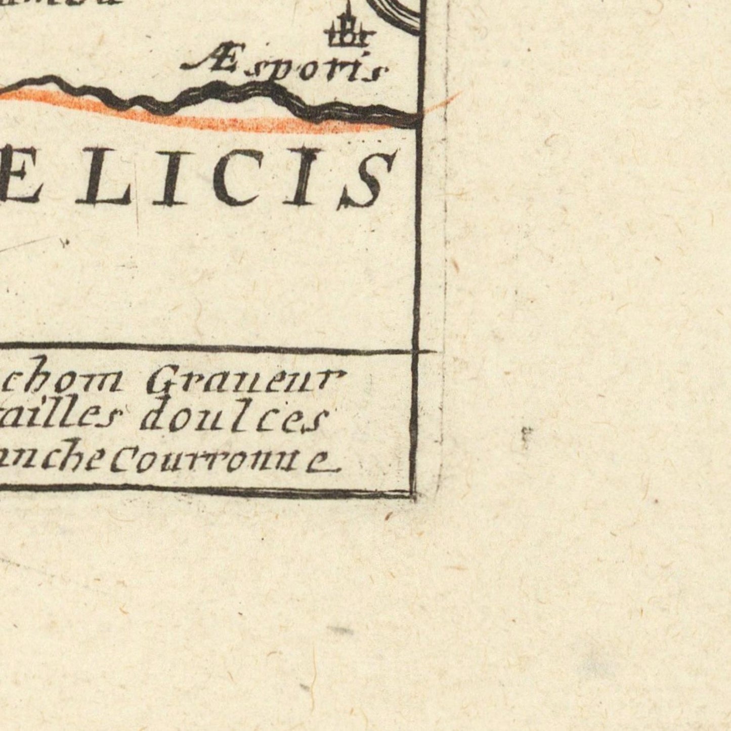 Vintage map detail with text and color accents on a beige background