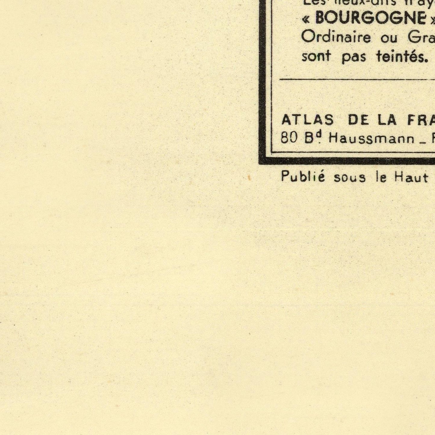 Vintage-style text on a beige background with French language text.