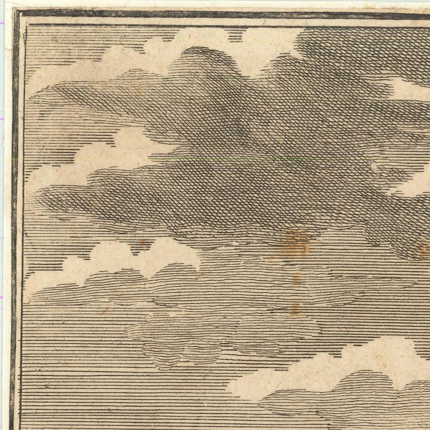 Vintage-style illustration of clouds with a textured border