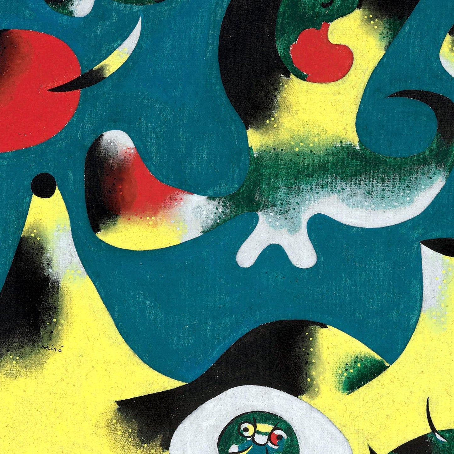 Abstract artwork with colorful shapes and patterns