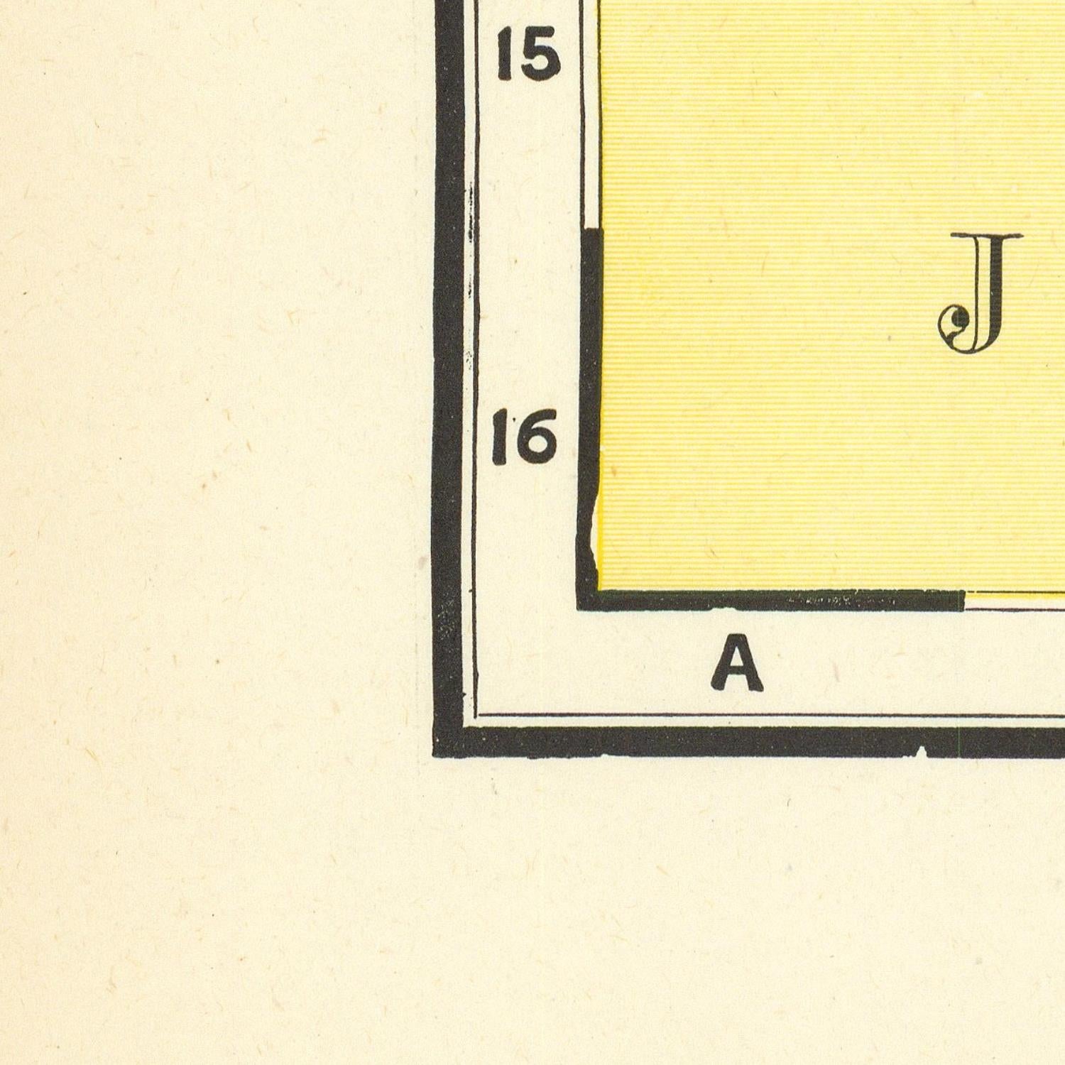 Corner of a grid with numbers and letters on a beige background