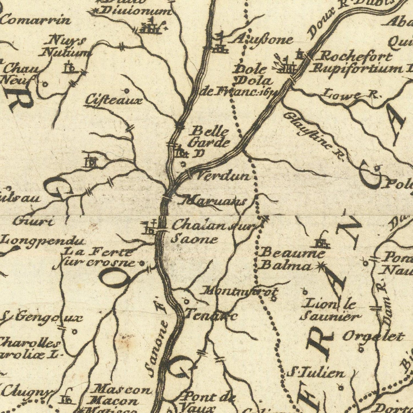 Antique double map of France, 1690