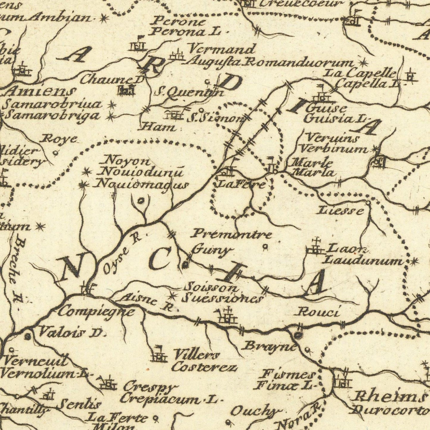 Antique double map of France, 1690