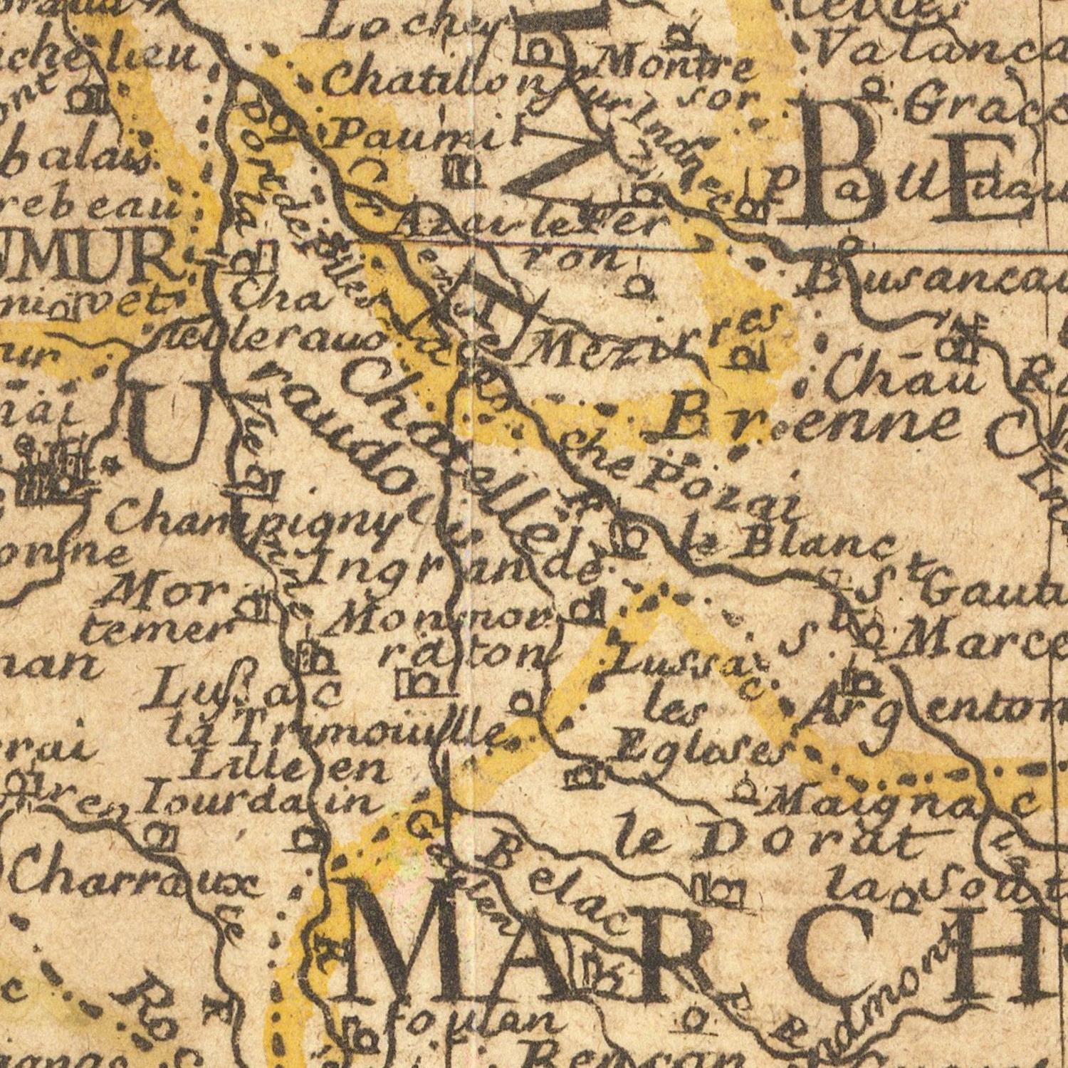 Vintage map section with text and color highlighting