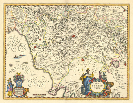 Vintage map with decorative elements and text on a beige background