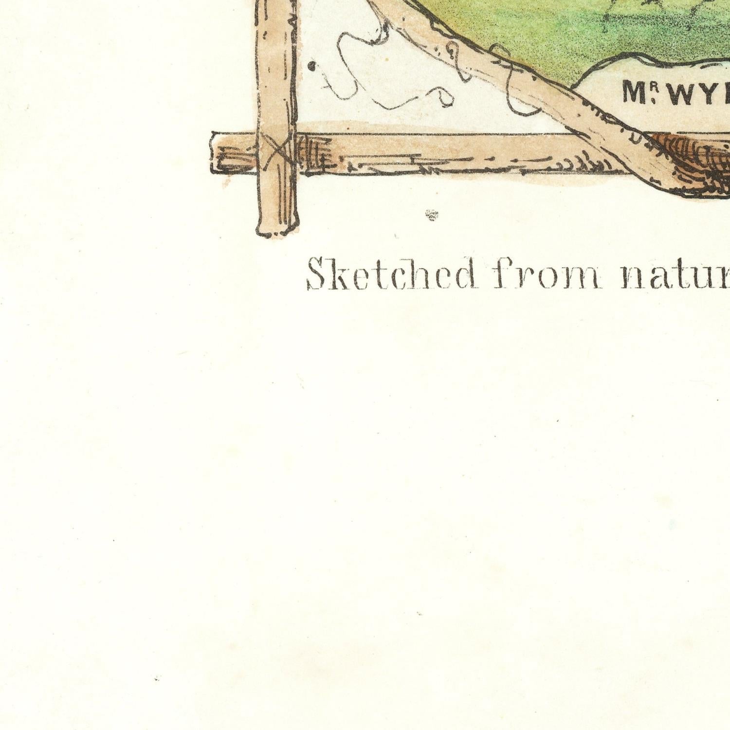 Vintage-style map with 'Mr. Wy' and 'Sketched from nature' text on a white background