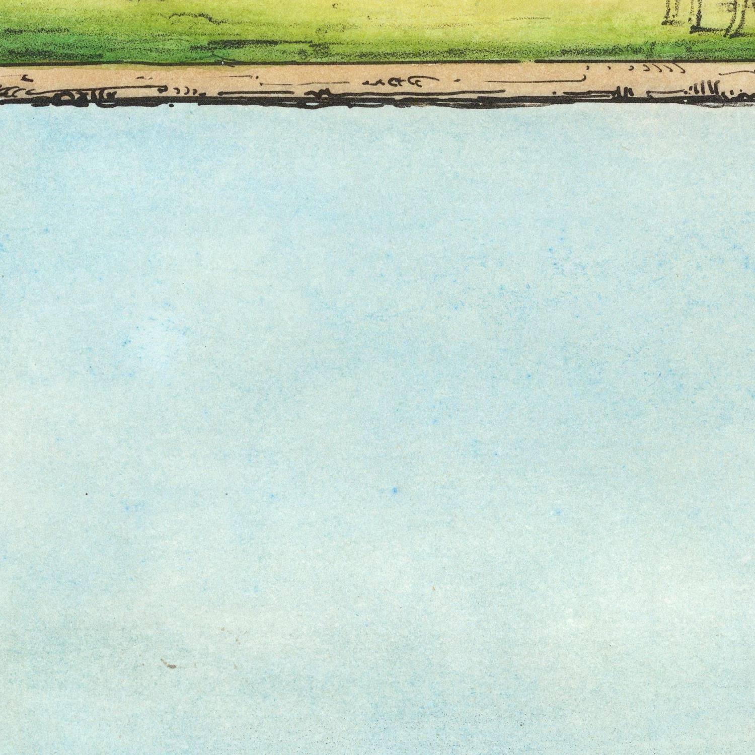 Close-up of a textured blue surface with a narrow strip of green grass and brown dirt at the top.