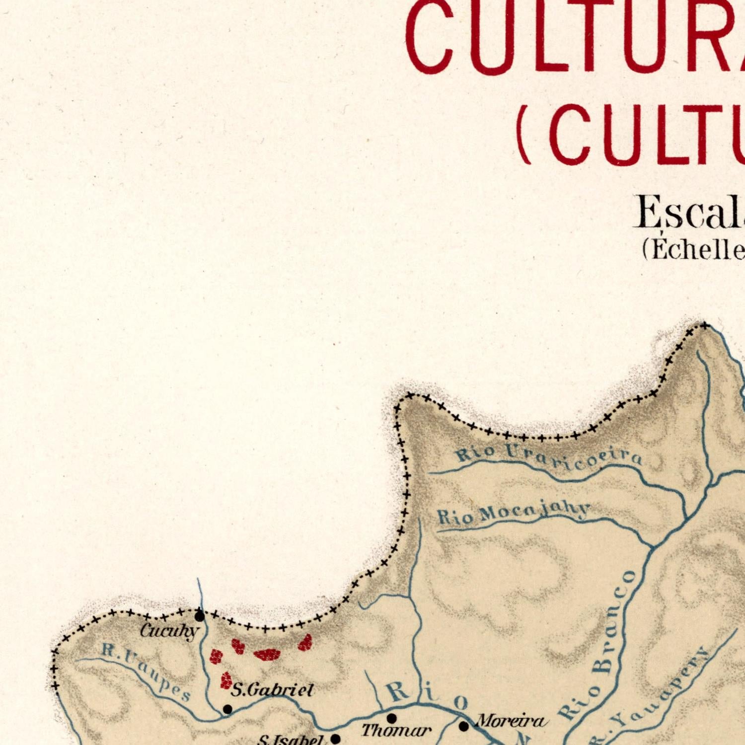 Map with text 'CULTURA' and 'Escal' on a beige background