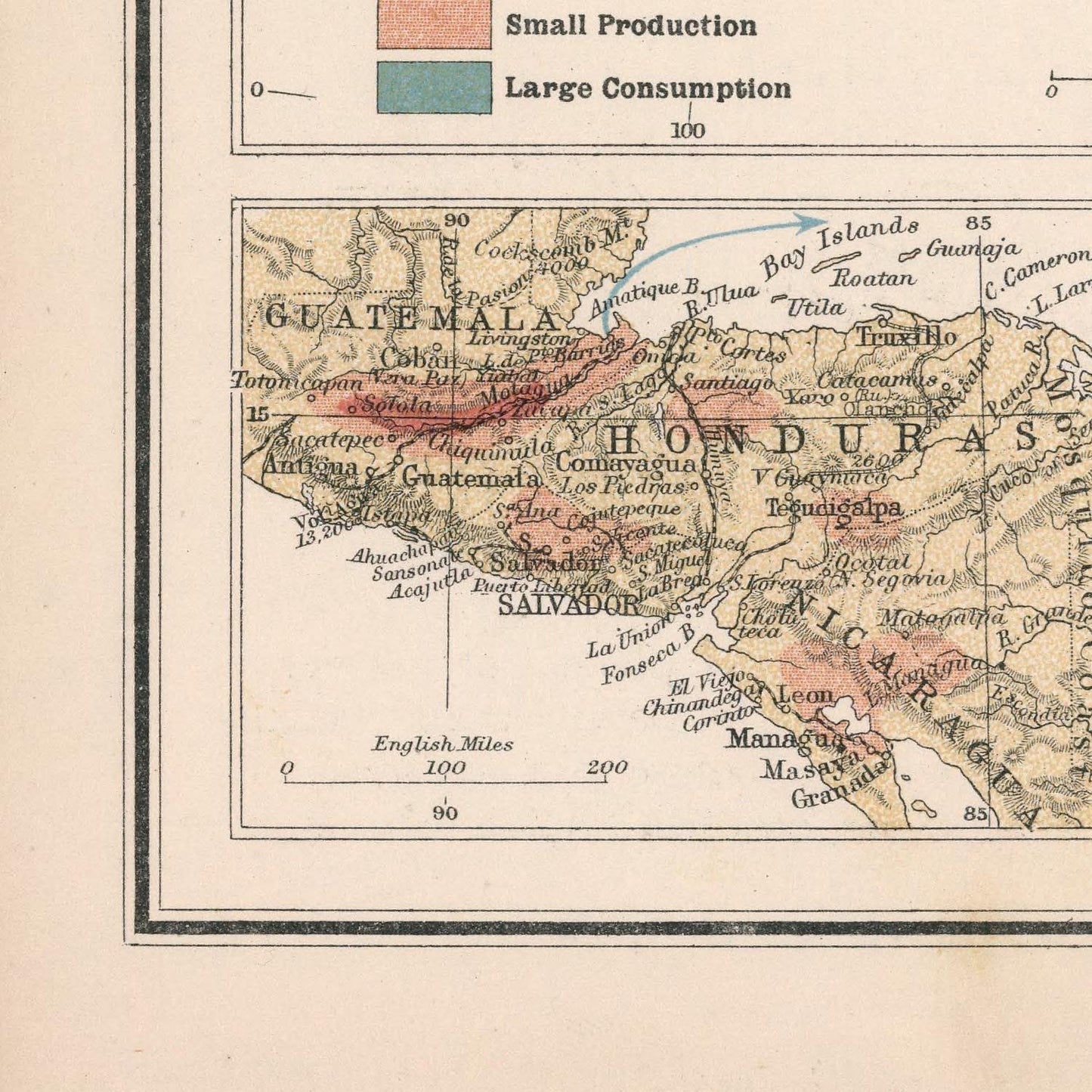 detail of the map from the bottom left corner