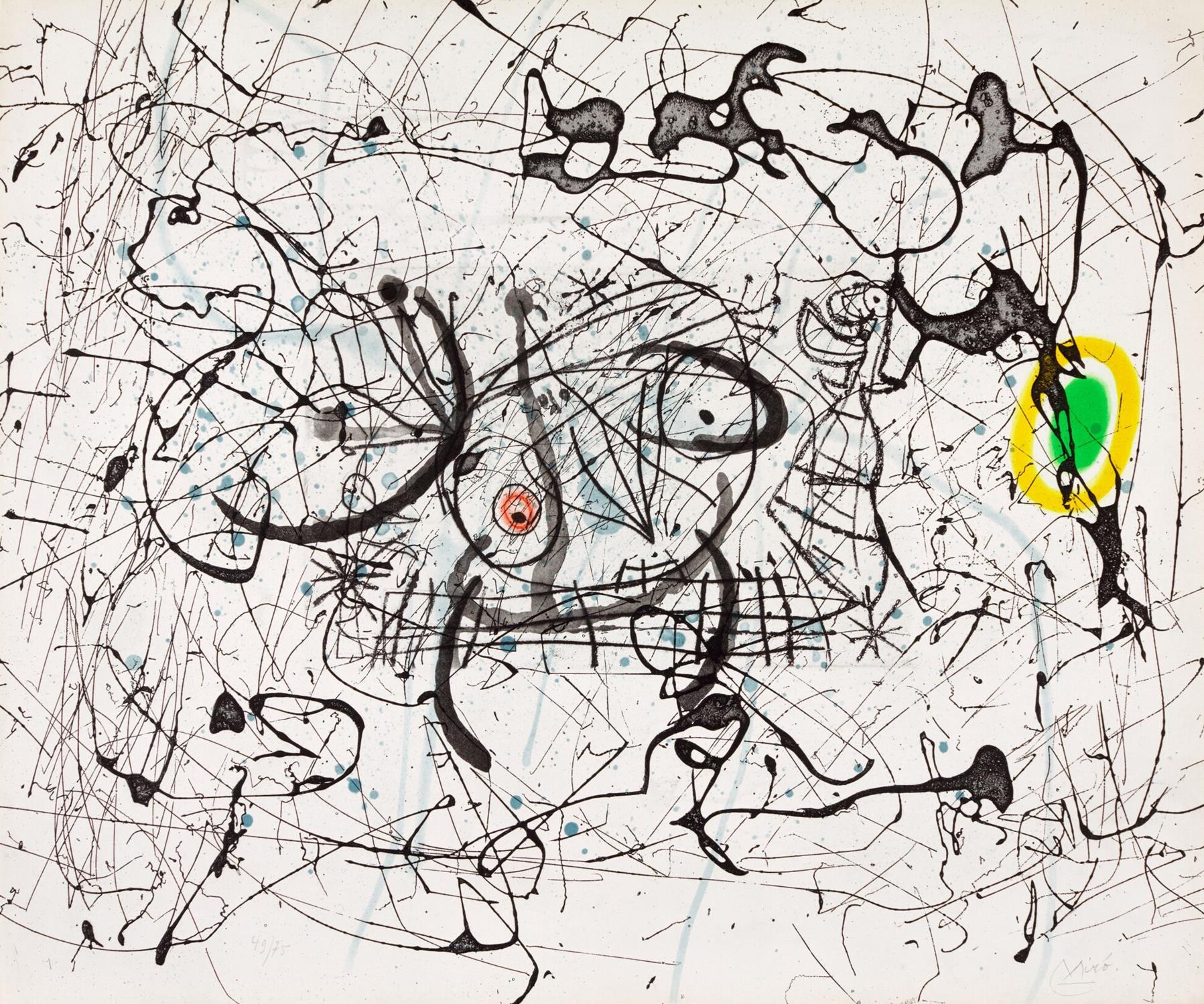 Abstract artwork with black and white lines on a white background