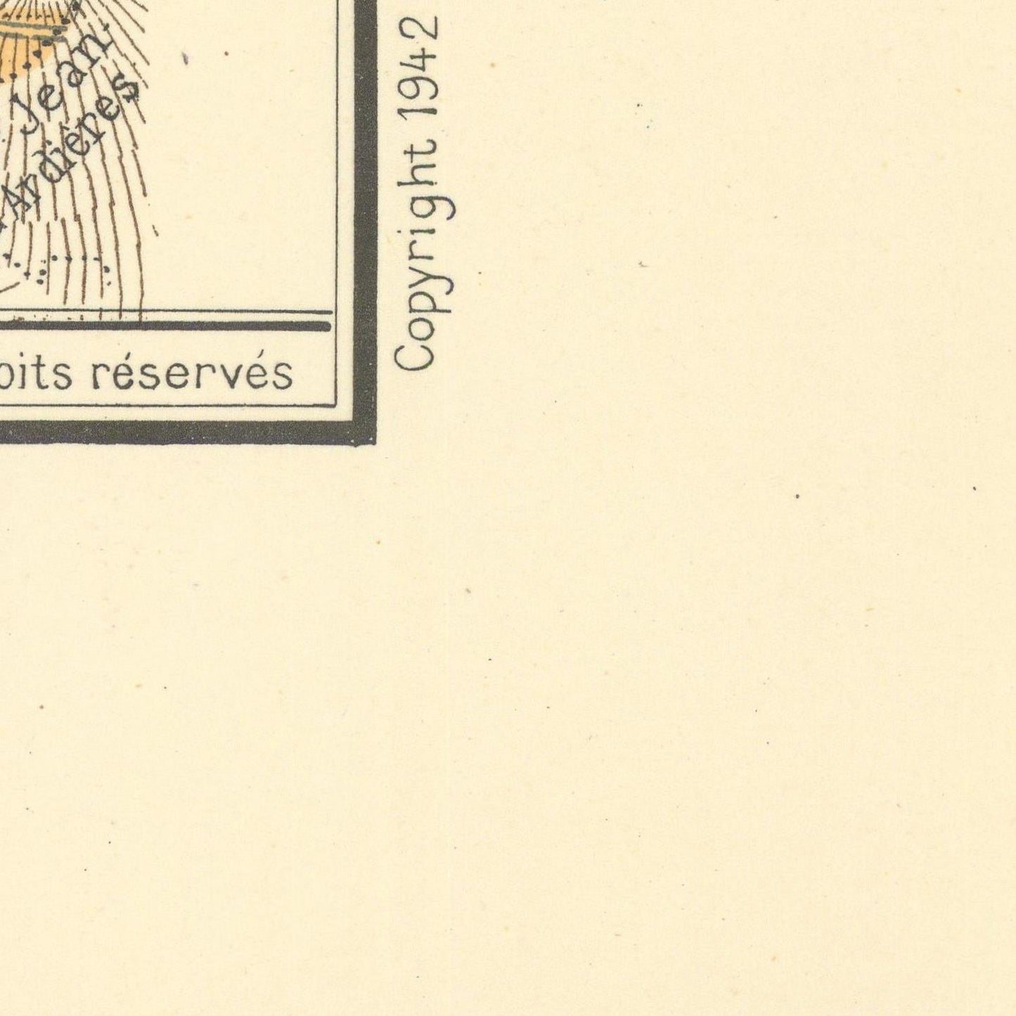 Vintage map with 'Copyright 1942' text on a beige background