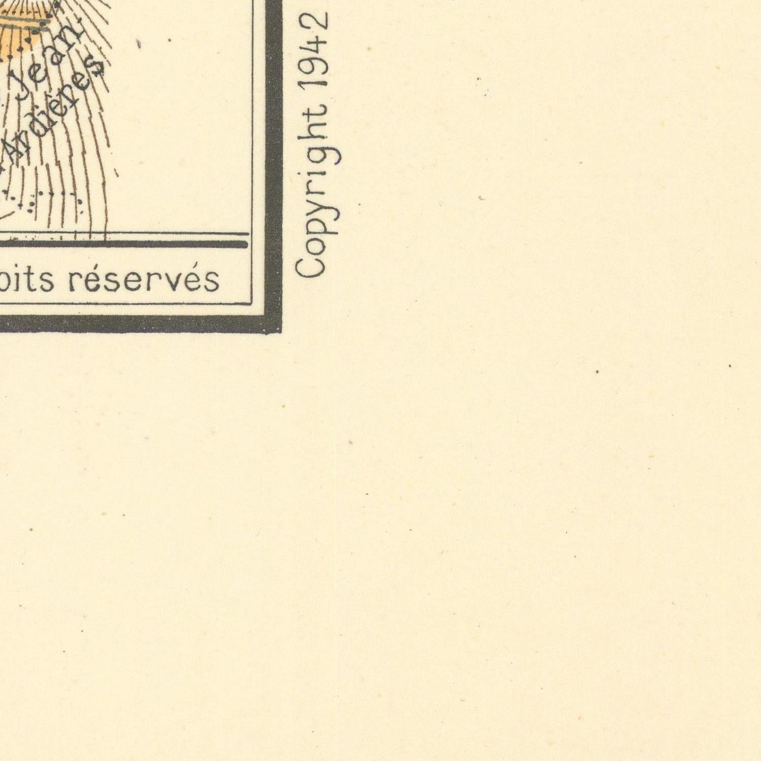 Vintage map with 'Copyright 1942' text on a beige background