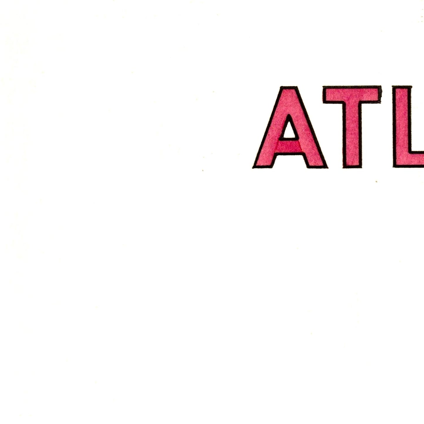 Pink 'ATL' text on a white background