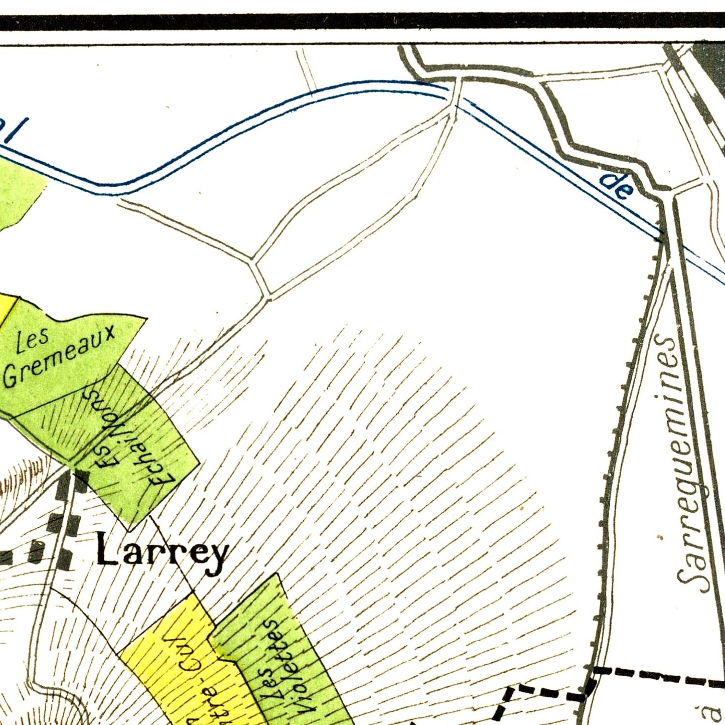Old map section with labeled areas and boundaries