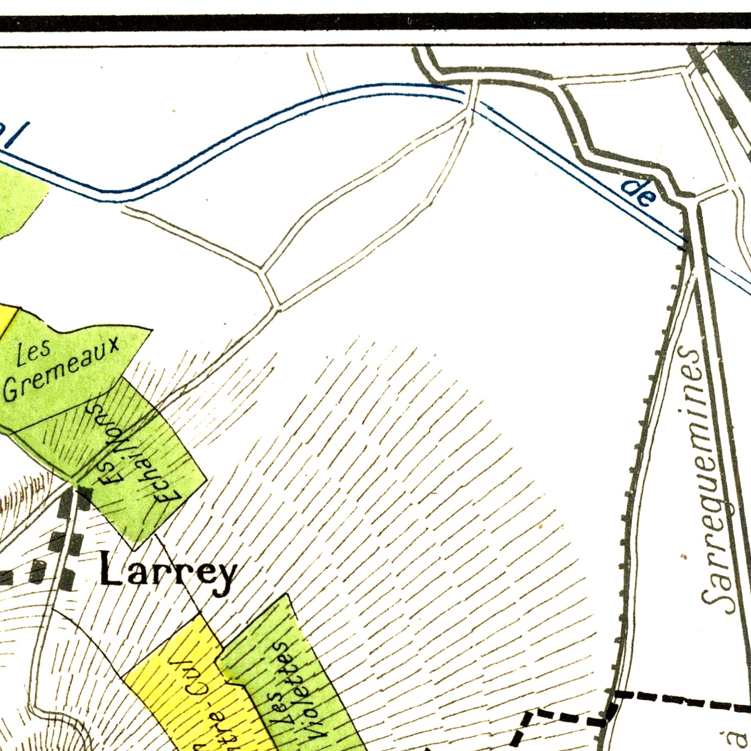 Old map section with labeled areas and boundaries
