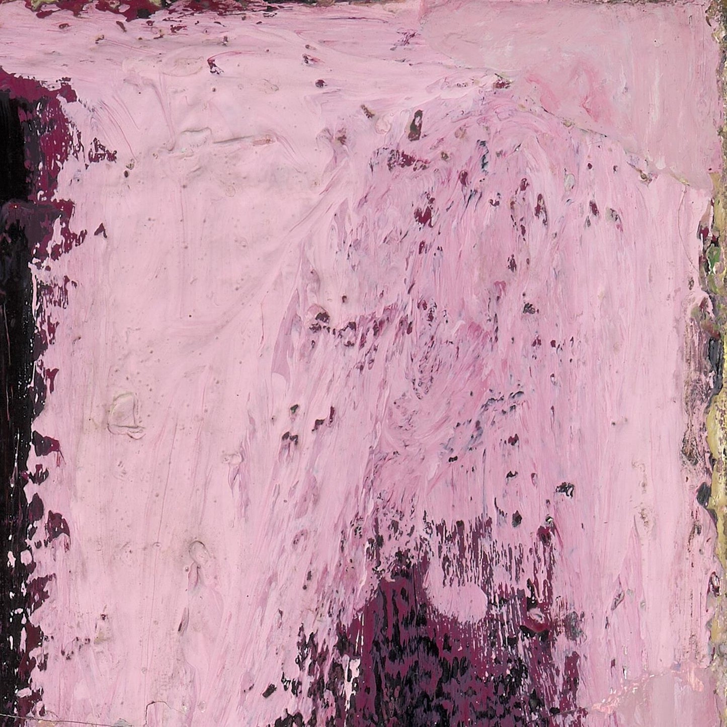 Abstract art with pink and purple hues on a textured surface