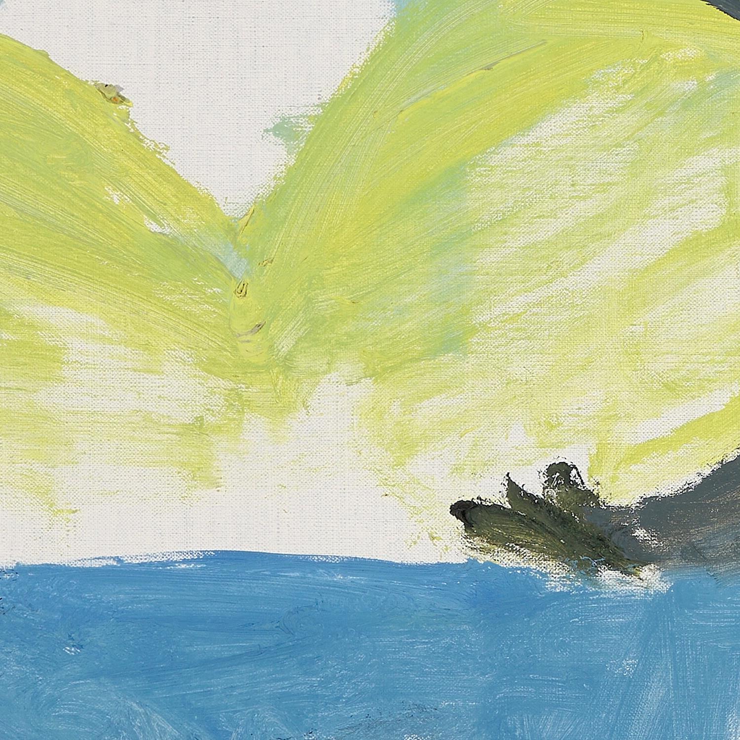 Abstract painting with green and blue colors