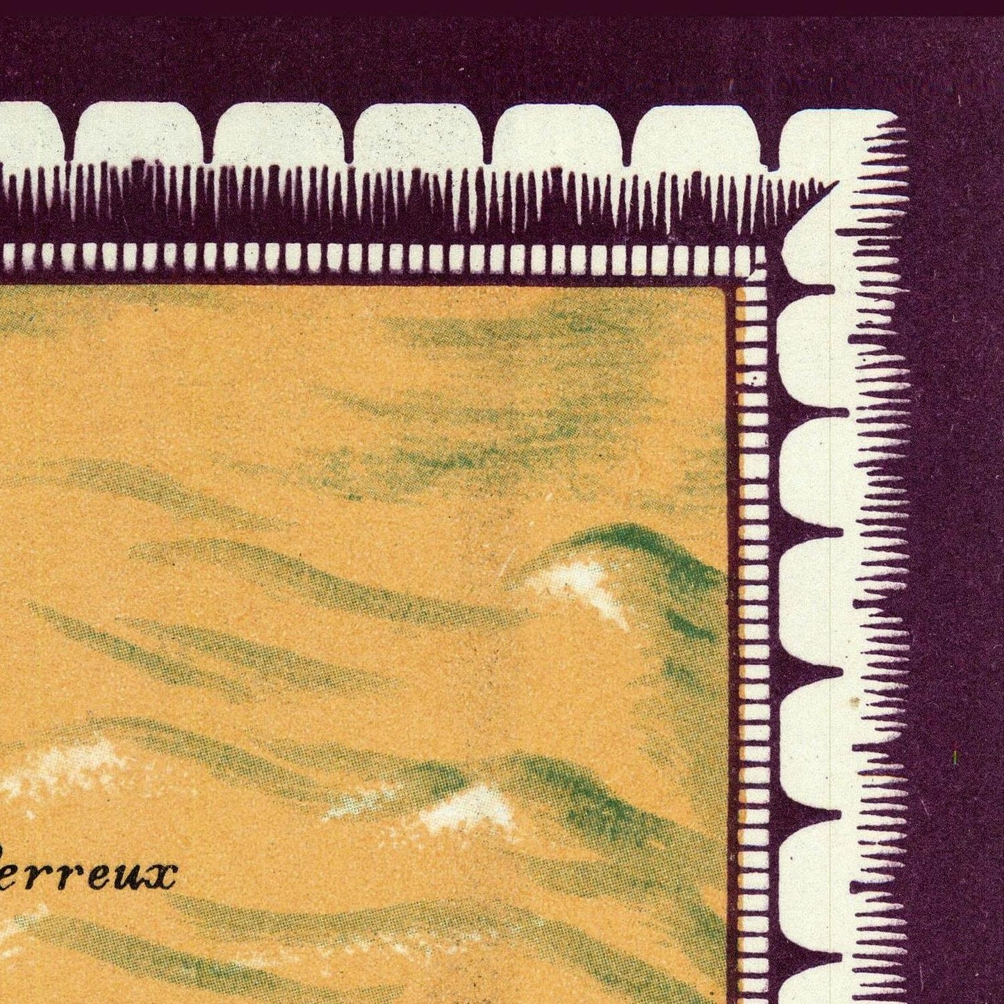 Close-up of a textured border with a patterned background