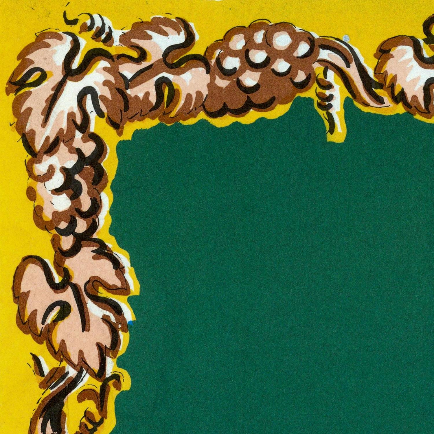 Decorative border design on a green and yellow background