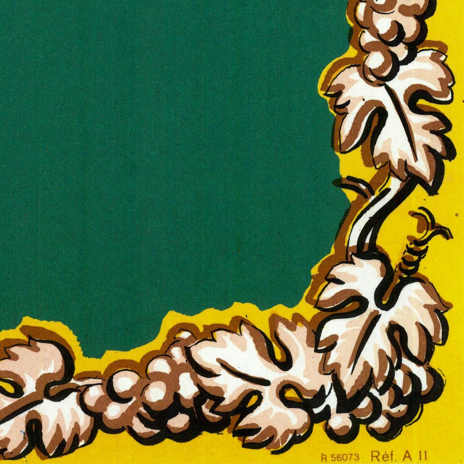 Decorative leaf pattern on a green and yellow background