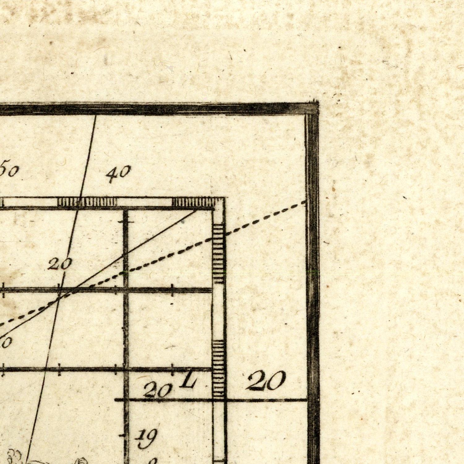 Technical drawing with measurements on a beige background