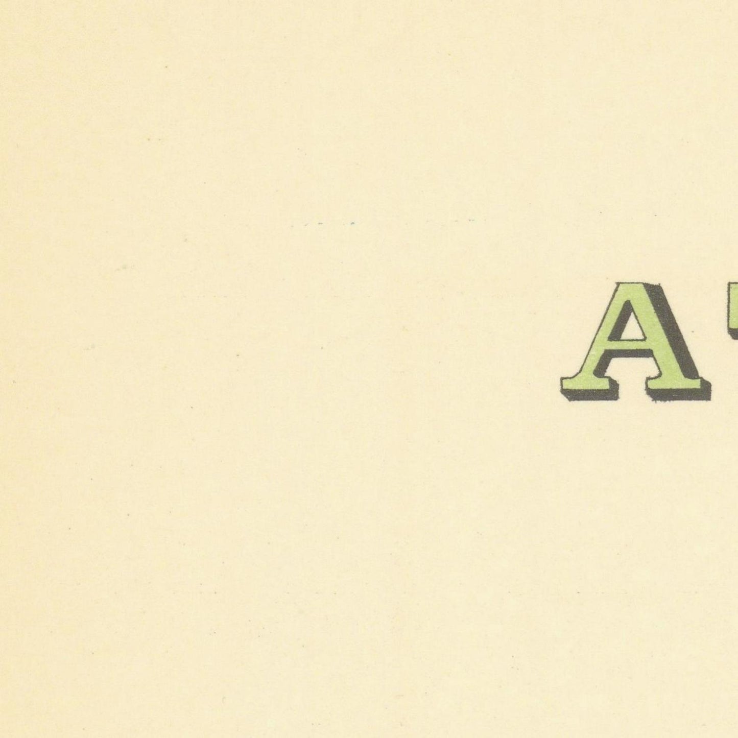 Letter 'A' in green on a beige background