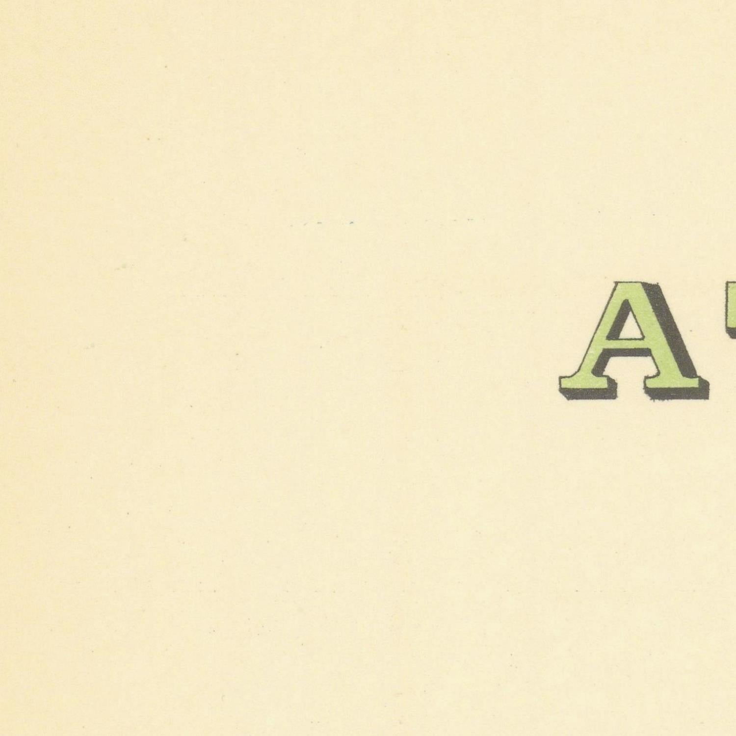 Letter 'A' in green on a beige background