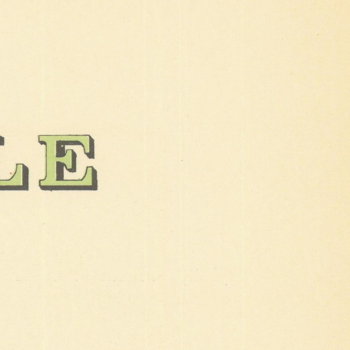 Partial view of a word with 'LE' in green on a beige background