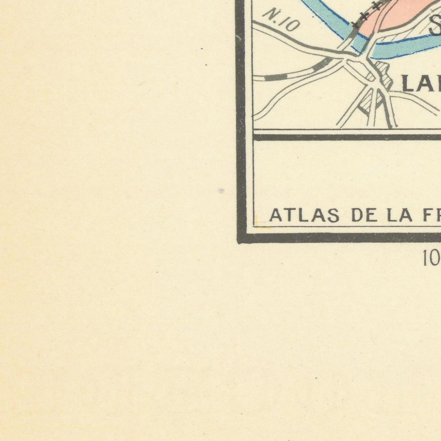 Partial view of a map with 'Atlas de la F' text on a beige background