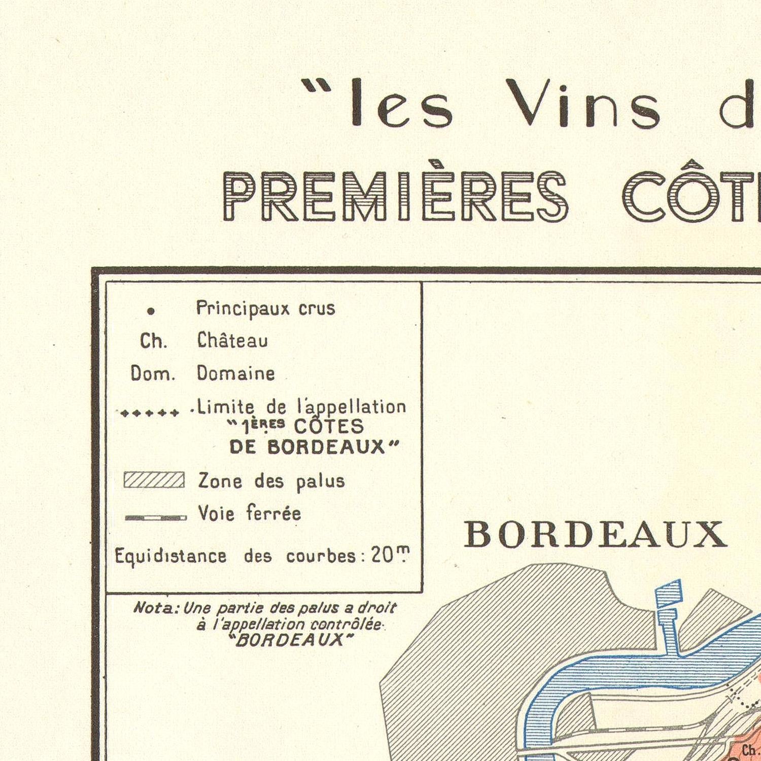 Vintage map or diagram related to Bordeaux wine regions with text and a small map illustration.