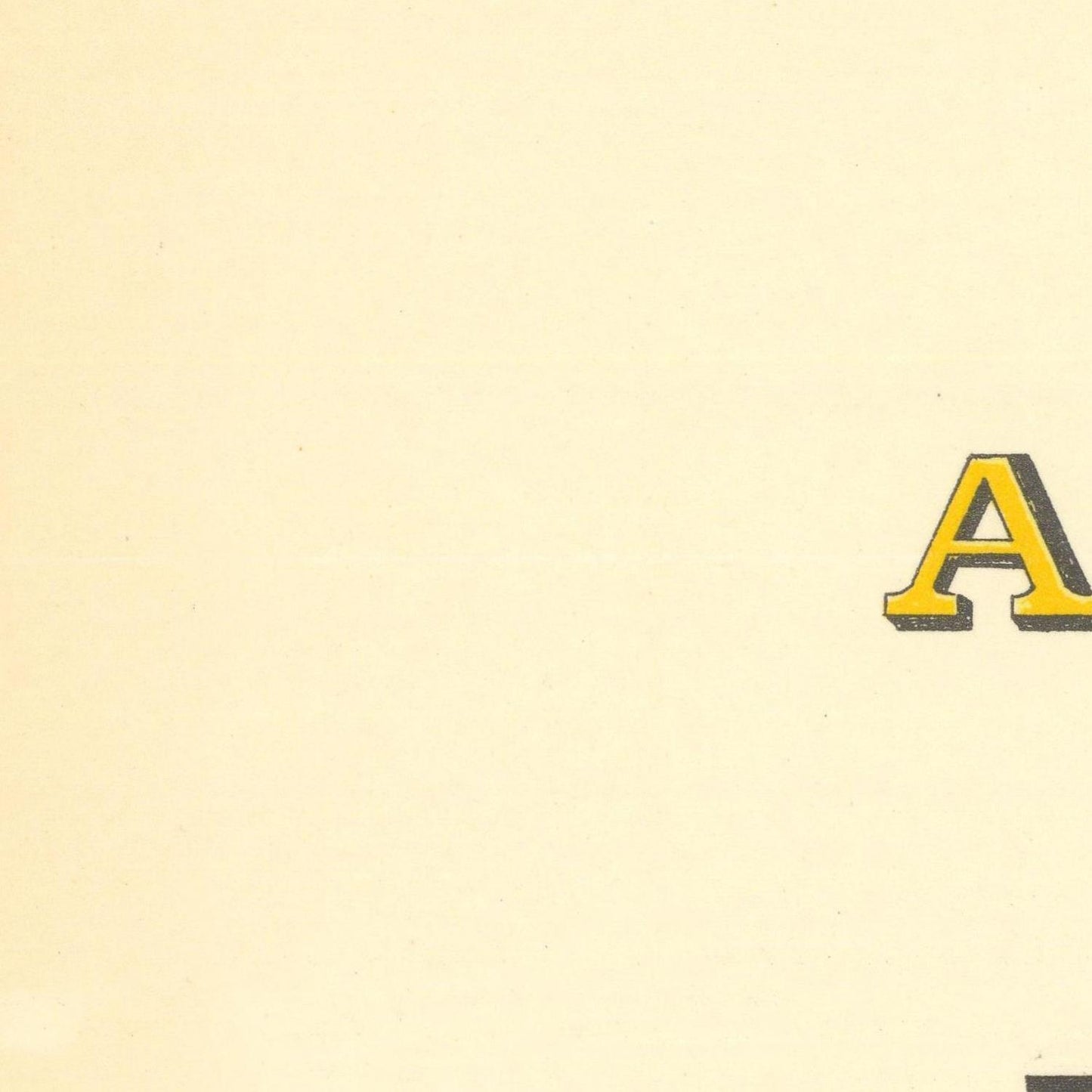 Beige background with a yellow letter 'A' in the corner