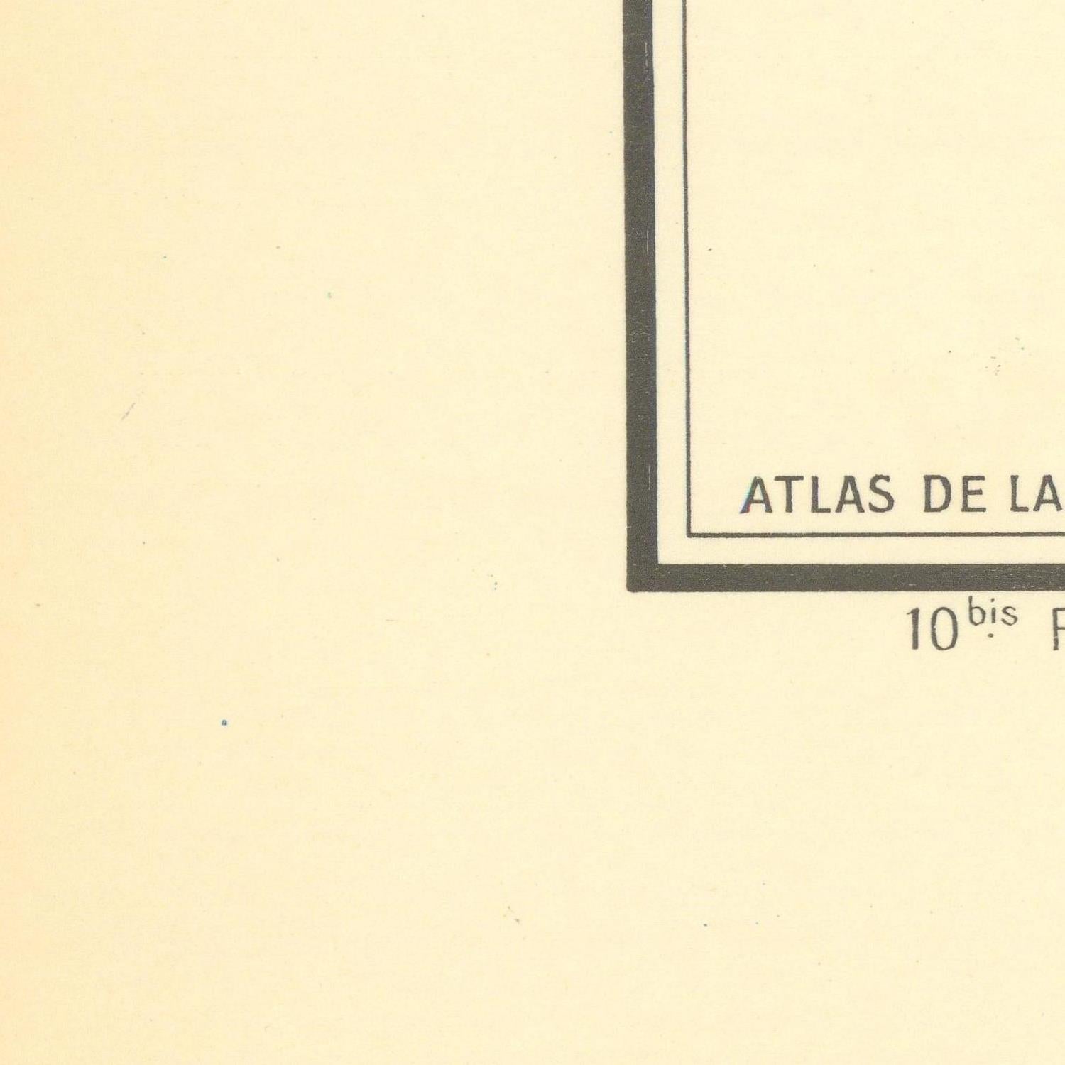 Partial view of a document with 'ATLAS DE LA' text on a beige background