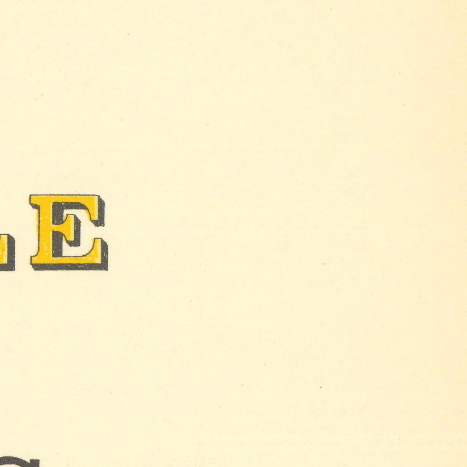 Letter 'E' in yellow and black on a beige background