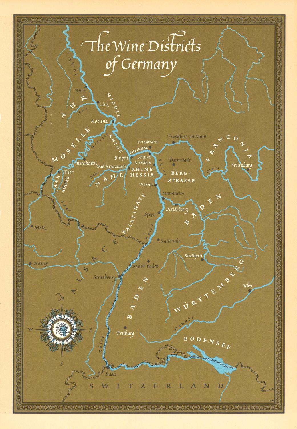 presentation of the map reproduction without a frame

