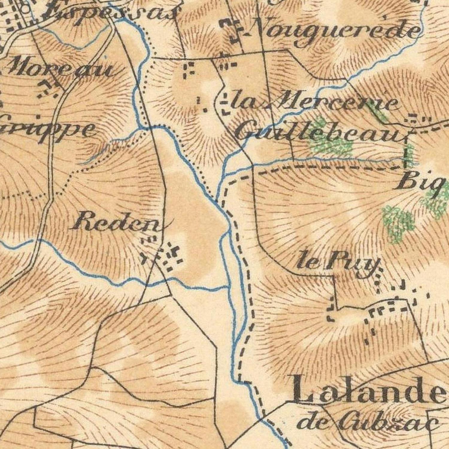 Vintage map with labeled geographical features and place names