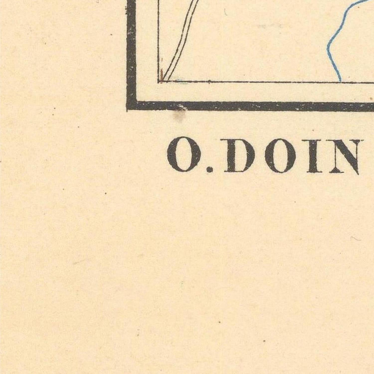 Text 'O. DOIN' on a beige background with a map in the corner