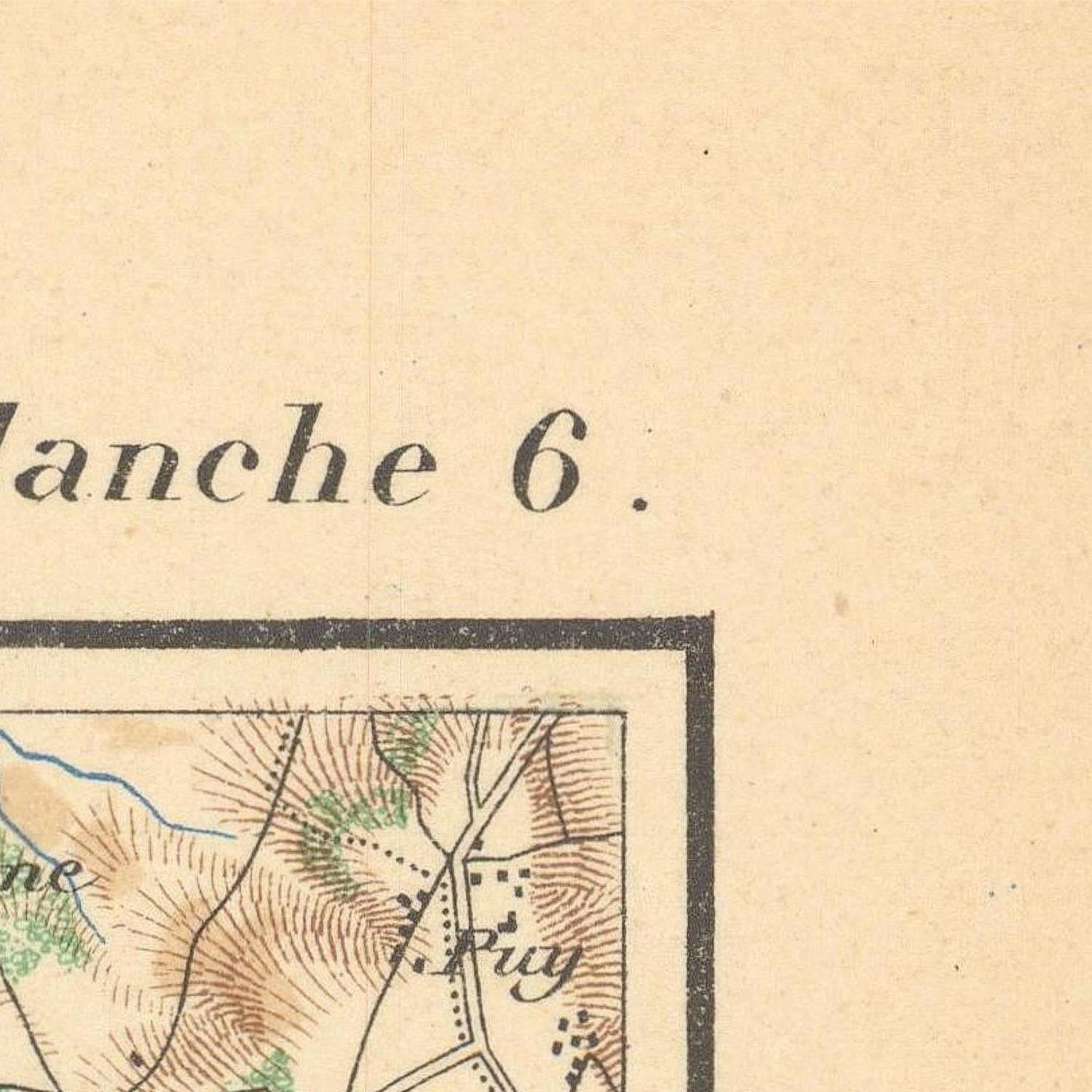 Vintage map with text 'lanche 6' on a beige background