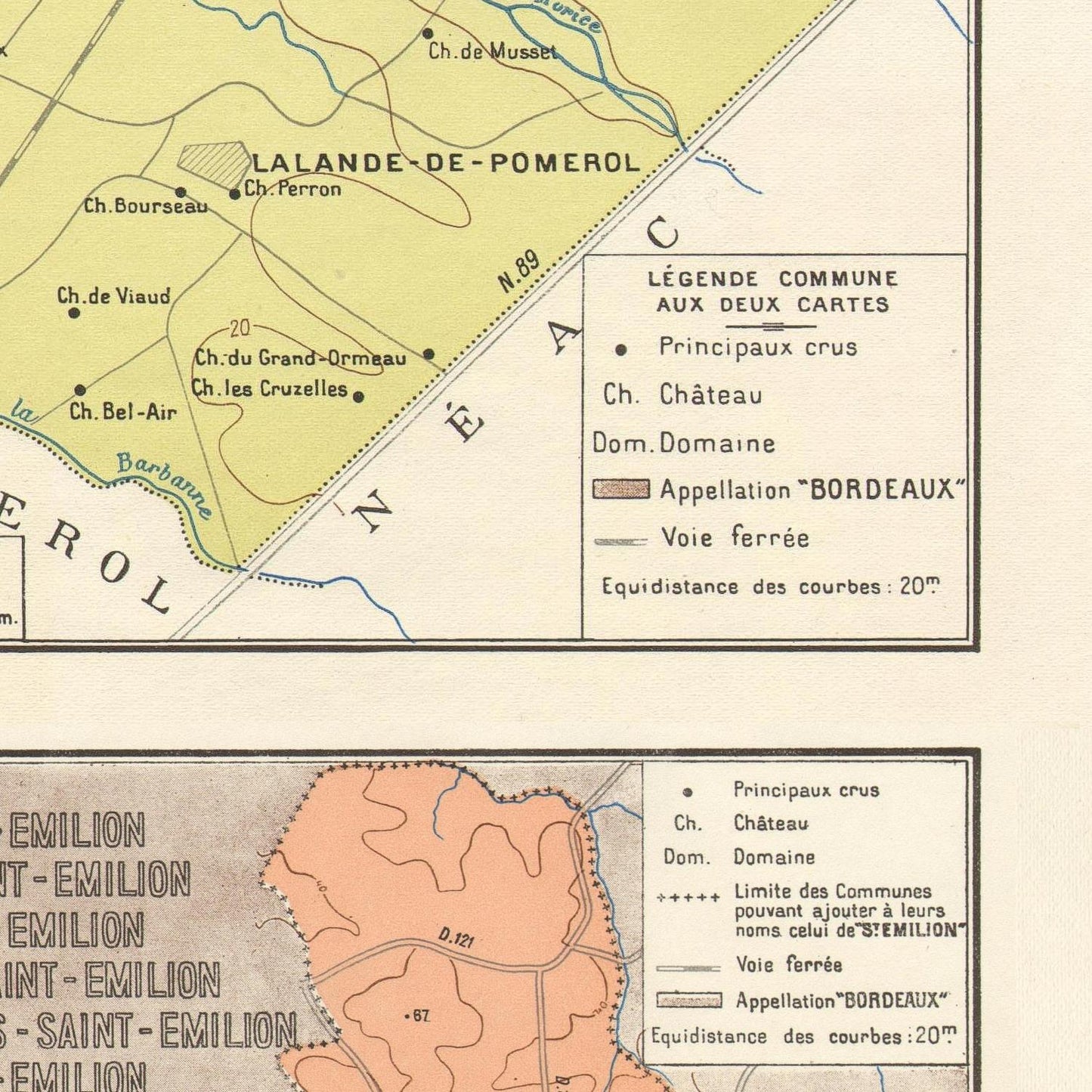 Map of Bordeaux wine regions with legend and labels