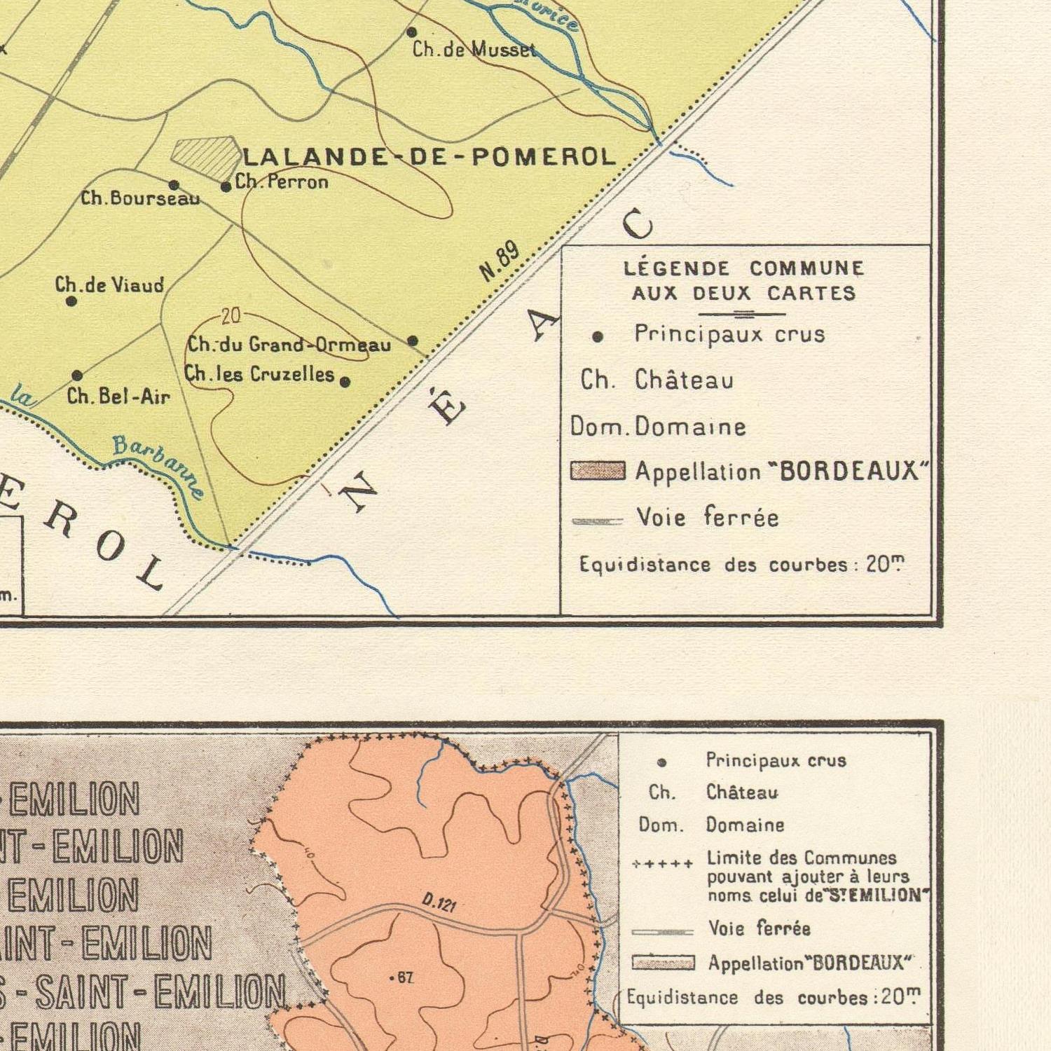 Map of Bordeaux wine regions with legend and labels