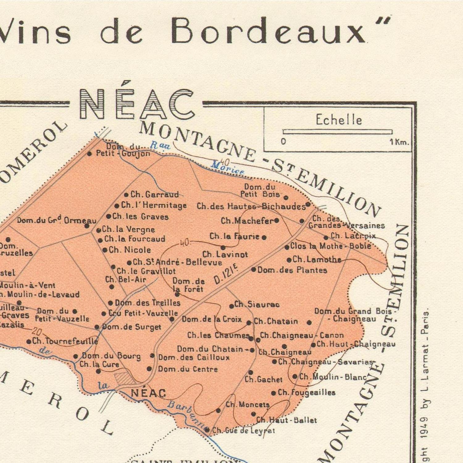 Map of Bordeaux wine regions with labeled areas on a beige background