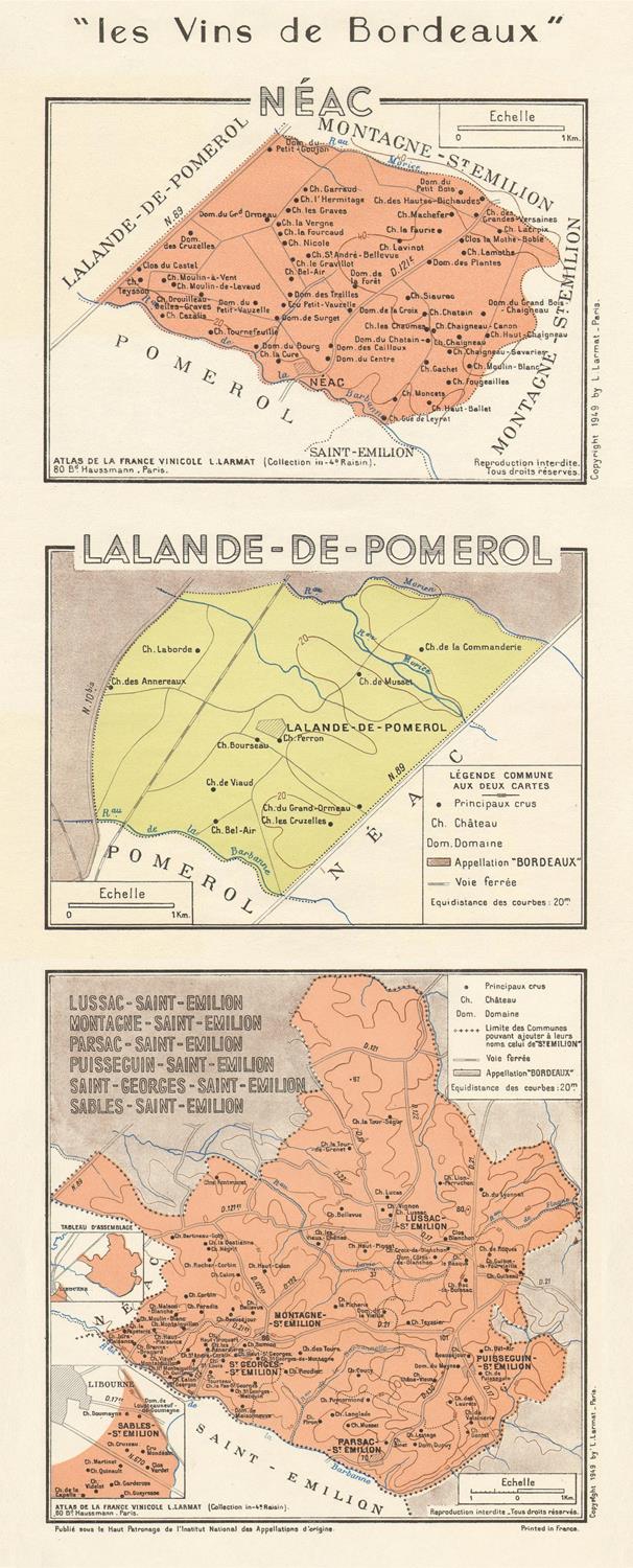 Map of Lalande-de-Pomerol and Néac, showing wine regions in Bordeaux.